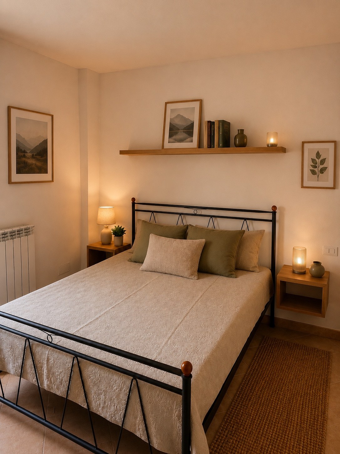Camera da letto della stessa casa privata, con dettagli e arredi in legno